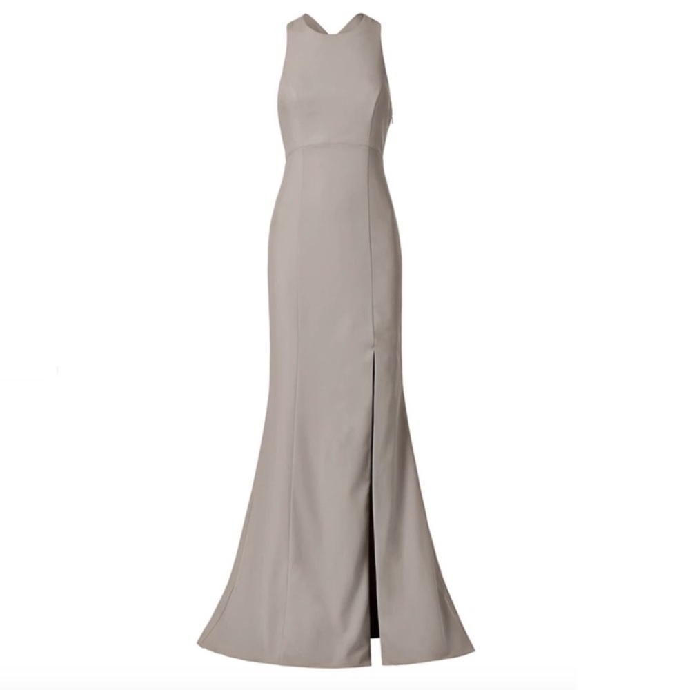 Amsale | Mila Crepe Bridesmaid Dress in Stone | 6